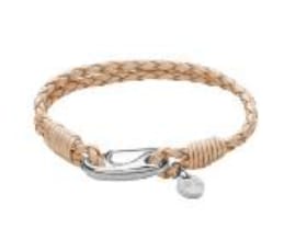 Armband Flätad Dubbel, Mocka Beige