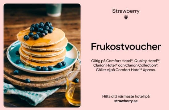 Hotellfrukost för två på Strawberry
