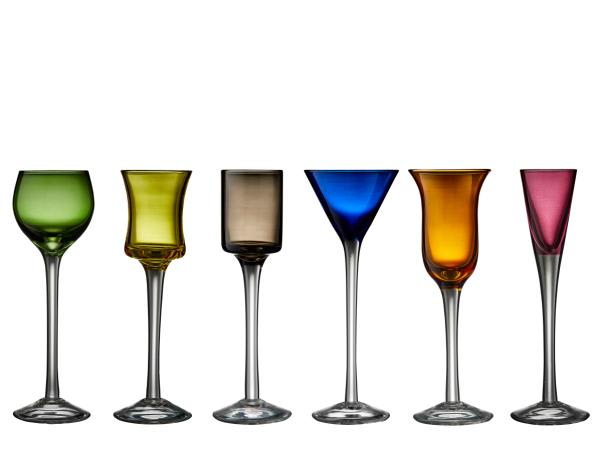 Snapsglas 6 st sorterade färger