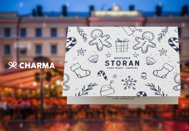 Gåvokort med logotyp och personlig hälsning.