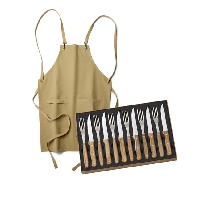 Forklæde - Piana Sand + Grillbestik - Auberge