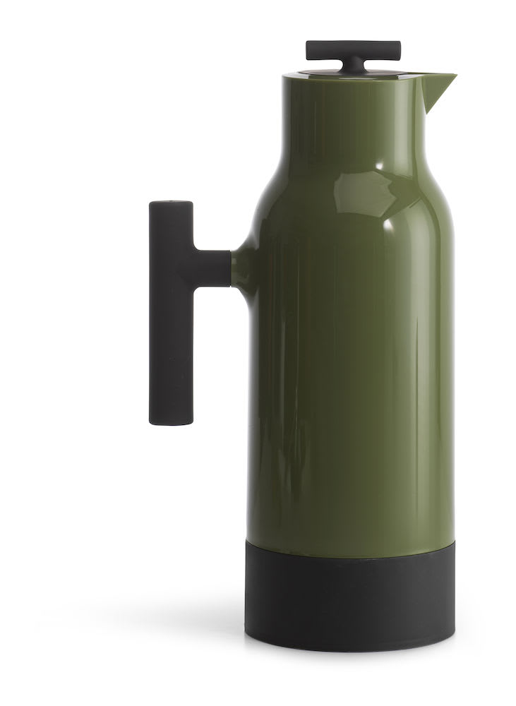 Accent coffee pot green steel inset