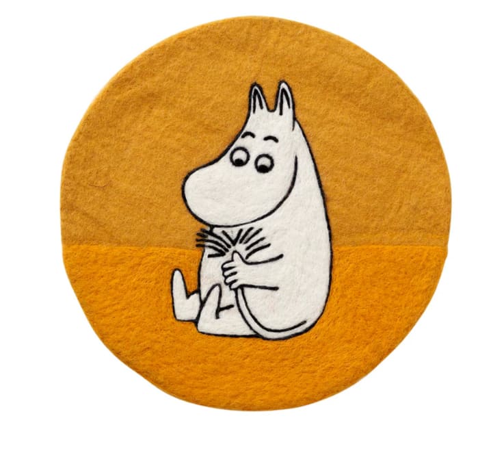 Mumin sittdyna, 2 styck i 100% handfiltad ull, gul