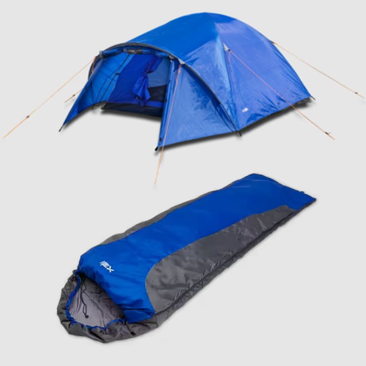 Sovsäck Backpacker 100  & Tält Trio Camp 3000 mm, 3-mans