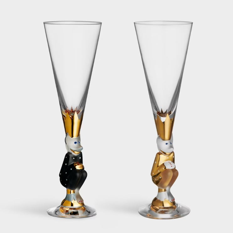 The Sparkling Devil champagneglas i guld og mørkegrå. 2 stk.