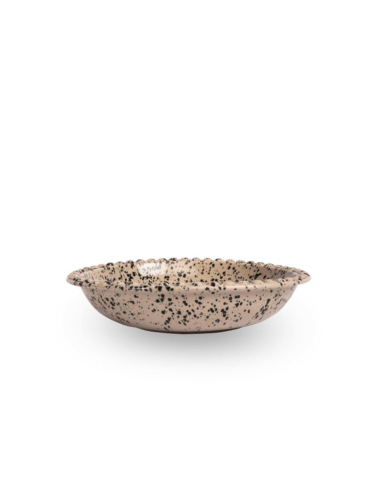 Ditte deep serving plate, grey/black