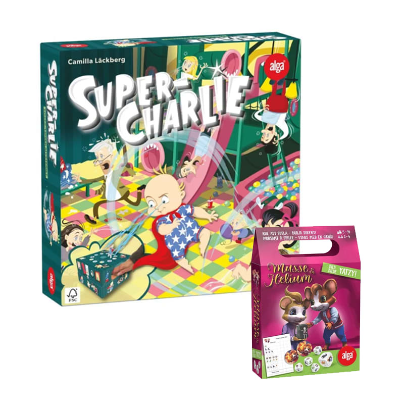 Super-Charlie Brætspil + Yatzy Musse & Helium