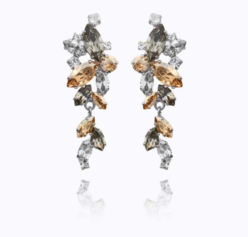 Jannice Earrings / Black Golden Combo rhodium