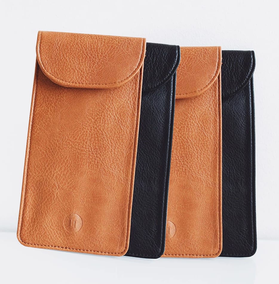 Signal-blocking mobile case in vegan leather - One size (4-pack)
