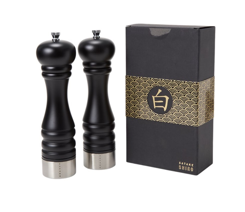 Satake Shiro 2-pak krydderikværn, sort 25 cm