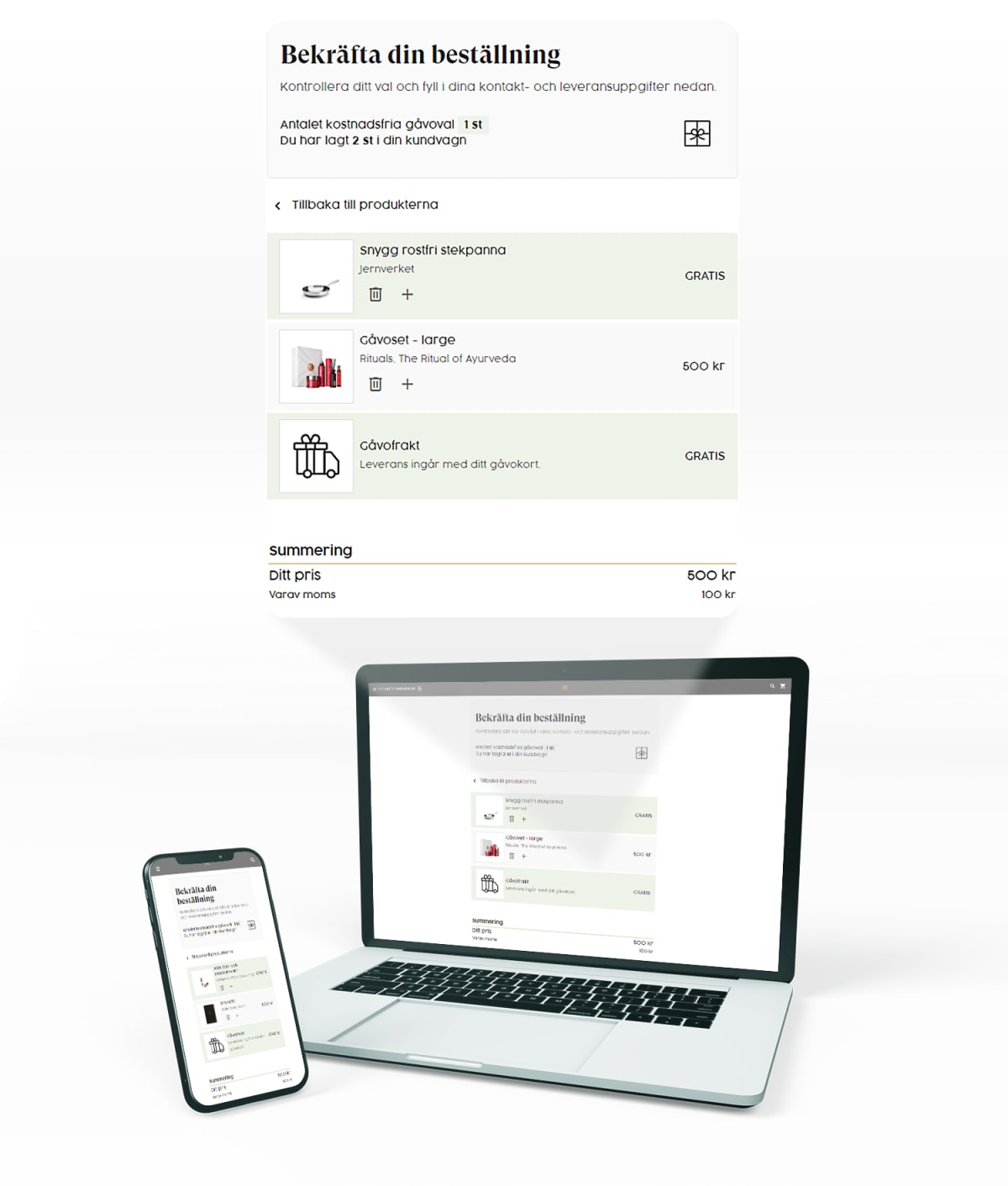 Lägg till fler gåvor på egen bekostnad.