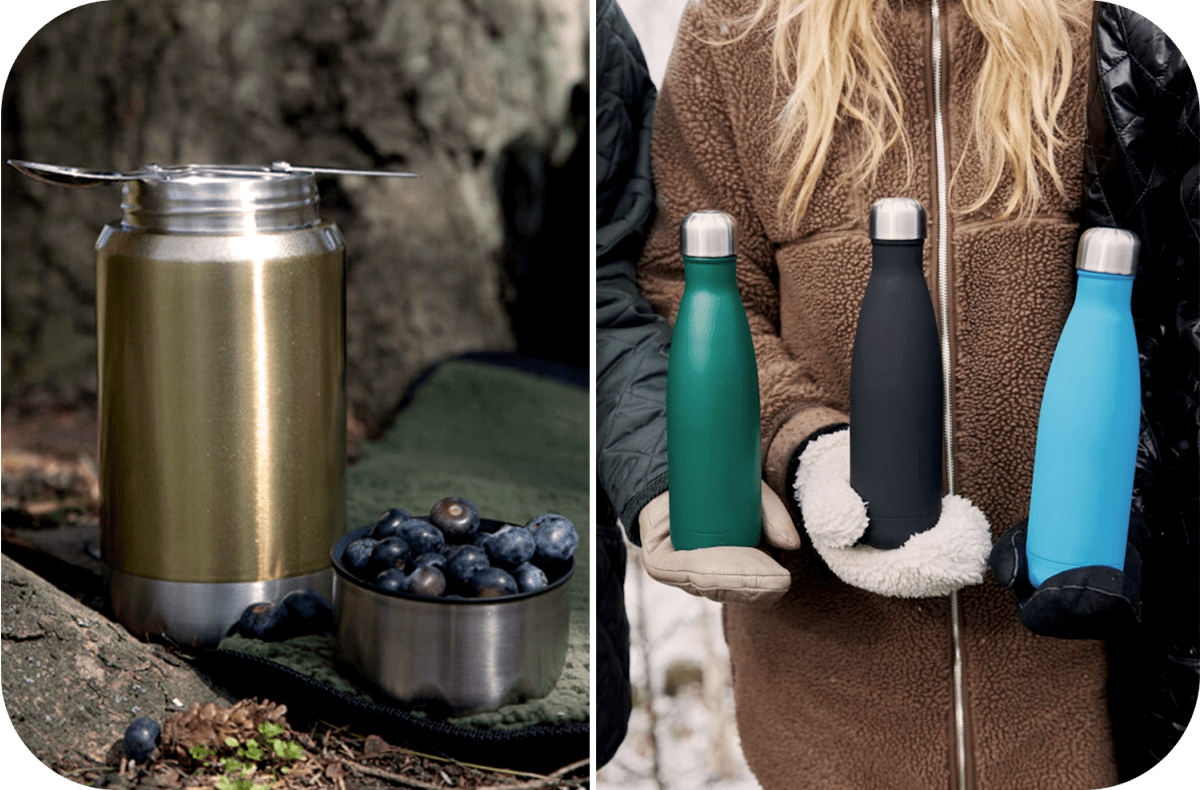 Mattermos och stålflaska från Sagaform.