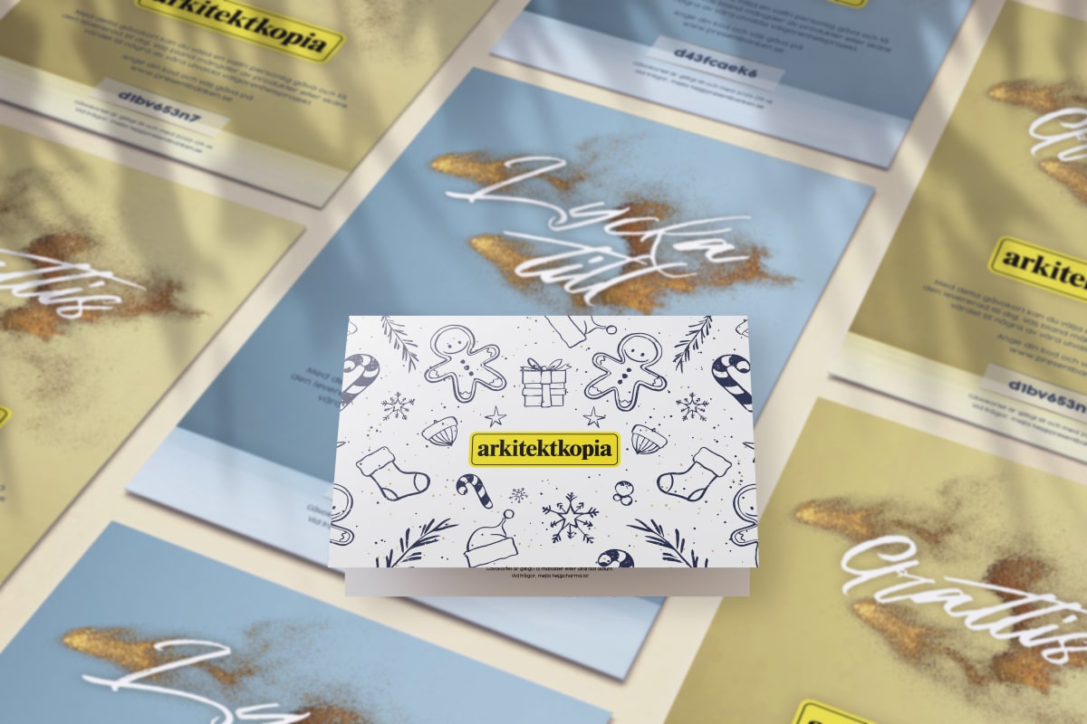 Exempel på gåvokort skapade till Arkitektkopia.