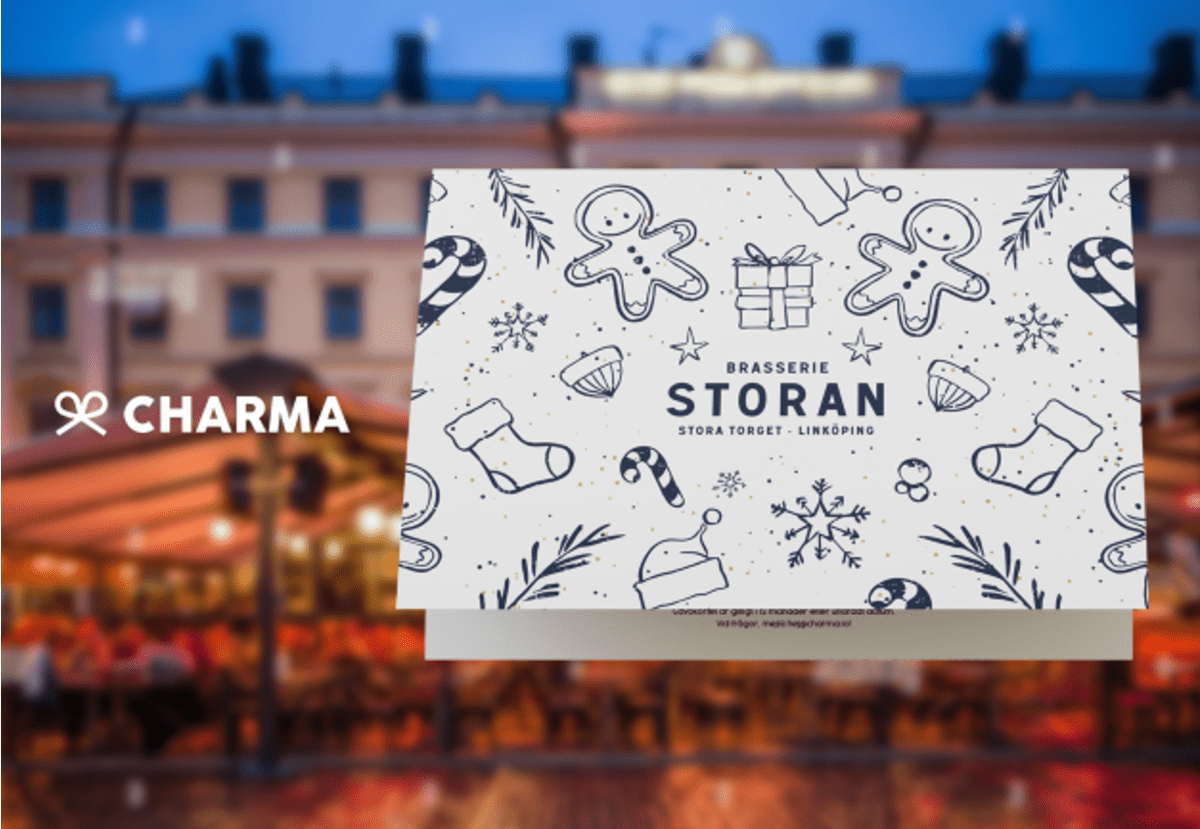 Gåvokort med logotyp och personlig hälsning.