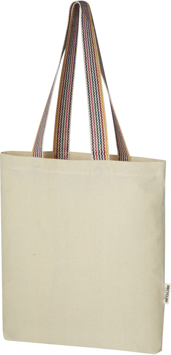 Rainbow 5 liters tygväska av 180 g/m² återvunnen bomull med logotyp, Företagsgåvor