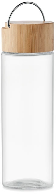 Glasflaska med bambulock 500ml med logotyp, Företagsgåvor