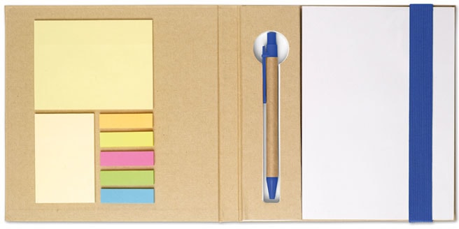 Block med post-its och penna med logotyp, Företagsgåvor