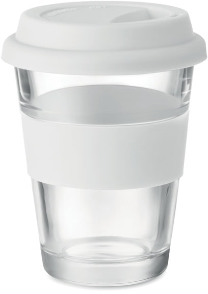Take away mugg i glas med logotyp, Företagsgåvor
