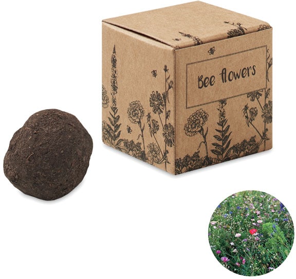 Fröbomb med ängsblom med logotyp, Företagsgåvor