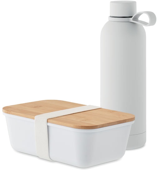 Lunchset, flaska + lunchlåda med logotyp, Företagsgåvor