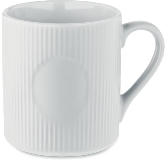 Matt ribbad keramikmugg 340 ml med logotyp, Företagsgåvor