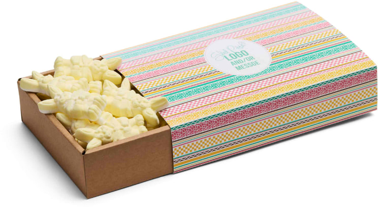 Easter Flat Box, 500 gr med påskskum & logotyp, Företagsgåvor