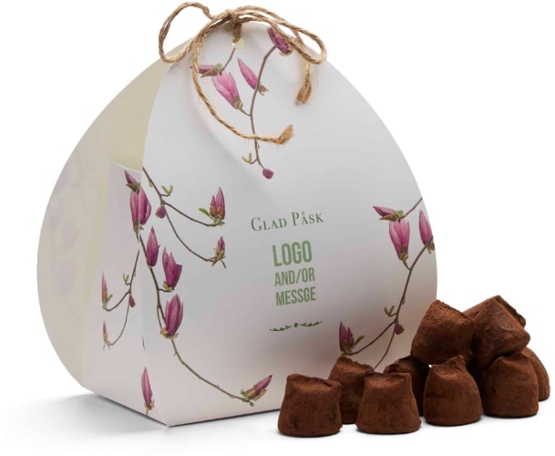 Easter Gift Egg, 200 gr med salt karamelltryffel & logotyp, Företagsgåvor