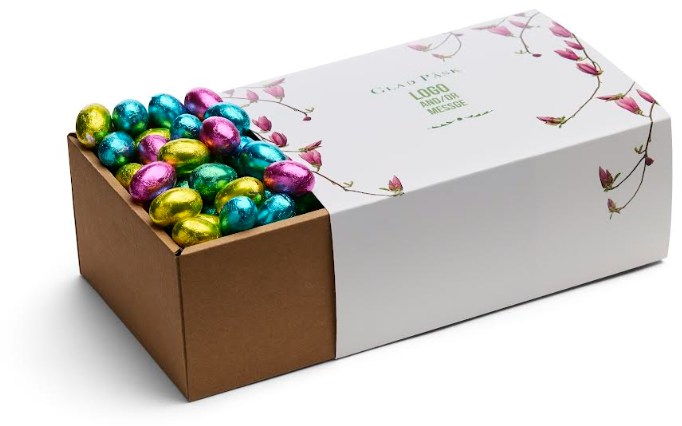 Presentask, 1 kg nougatägg & logotyp, Företagsgåvor
