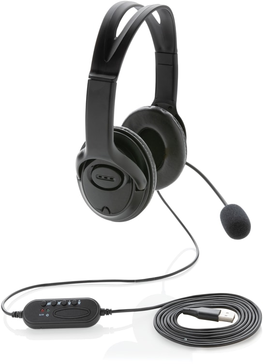Over-ear headset med kabel med logotyp, Företagsgåvor