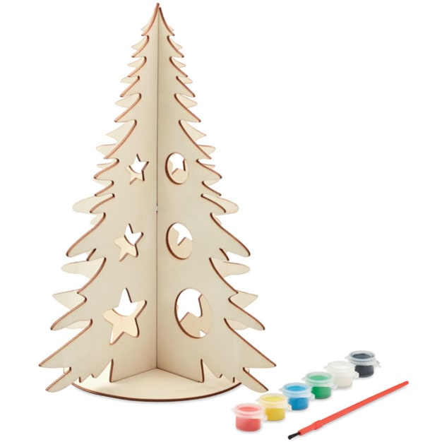 DIY-julgran i trä med logotyp, Företagsgåvor