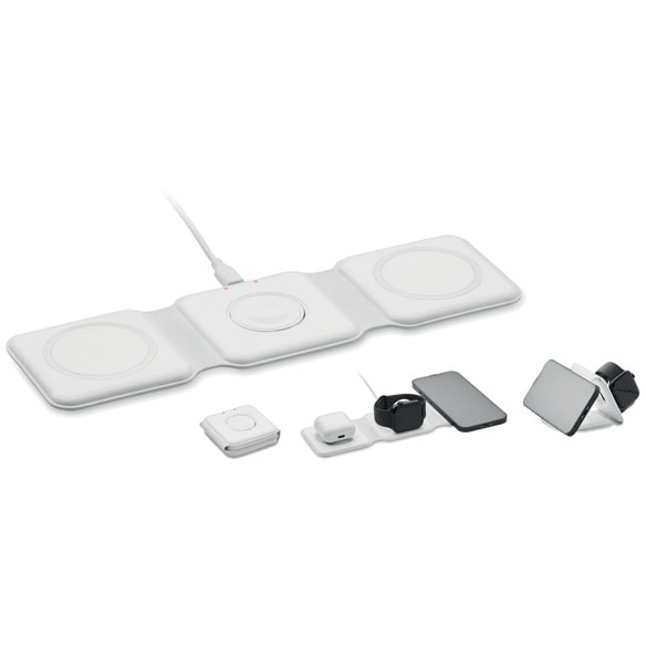 Vikbar laddningsstation 15W med logotyp, Företagsgåvor