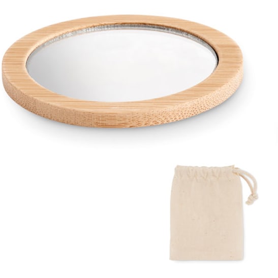 Sminkspegel i bambu med logotyp, Företagsgåvor