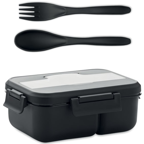 Lunchlåda med bestick i PP med logotyp, Företagsgåvor