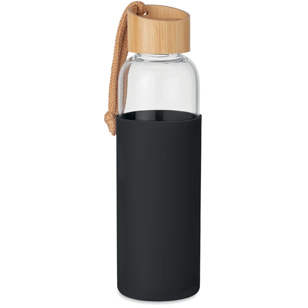 Glasflaska 500 ml i fodral med logotyp, Företagsgåvor