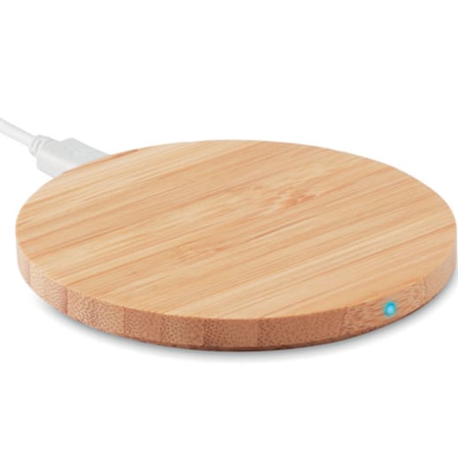 Bambu trådlös laddare 15W med logotyp, Företagsgåvor