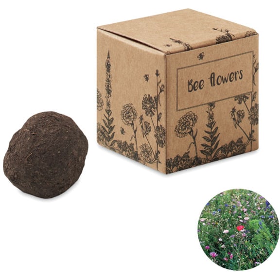 Fröbomb med ängsblom med logotyp, Företagsgåvor
