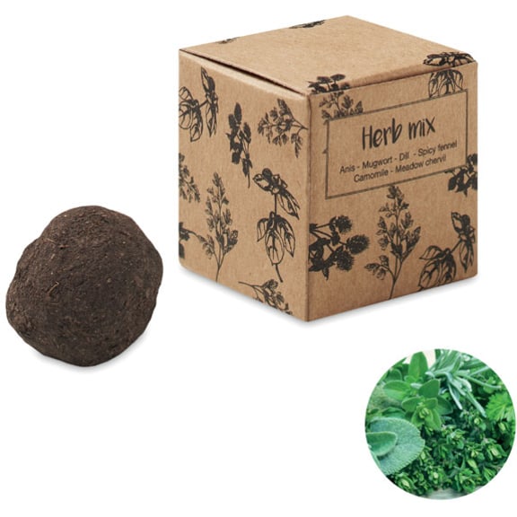 Fröbomb för örter med logotyp, Företagsgåvor
