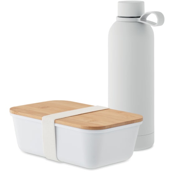 Lunchset, flaska + lunchlåda med logotyp, Företagsgåvor