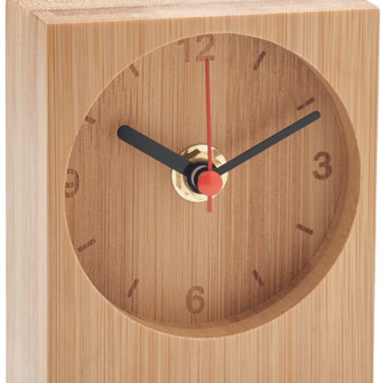 Bordsklocka i bambu med logotyp, Företagsgåvor