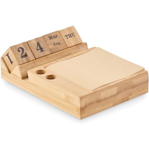 Skrivbordskalender i bambu med logotyp, Företagsgåvor
