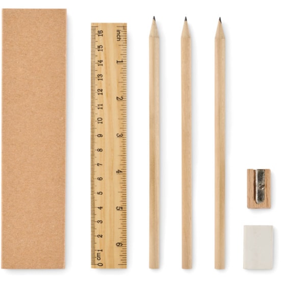 Skrivset i papperslåda med logotyp, Företagsgåvor