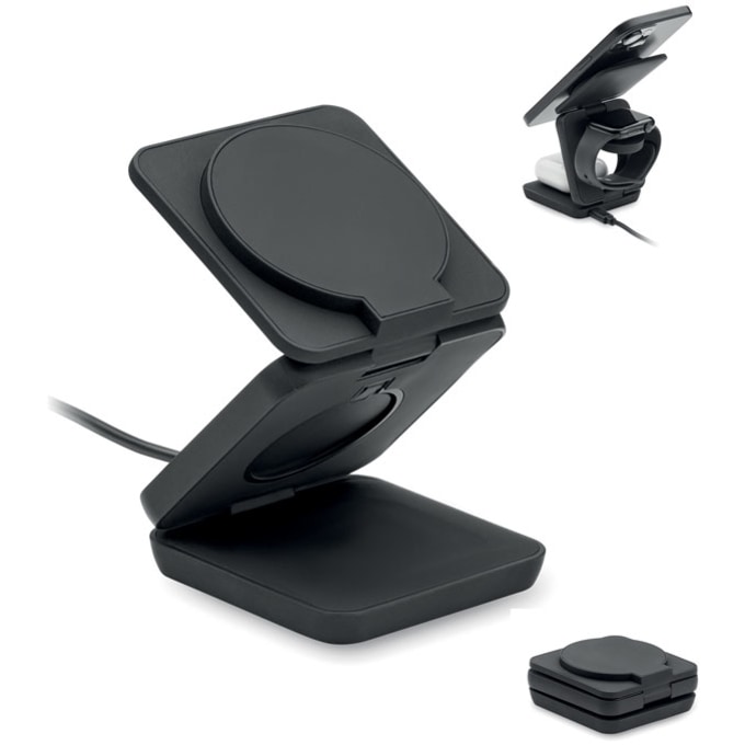 3-i-1 hopfällbar laddare med logotyp, Företagsgåvor