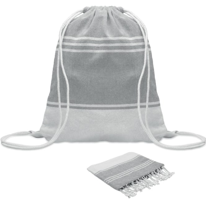 Hammamhandduk med påse med logotyp, Företagsgåvor