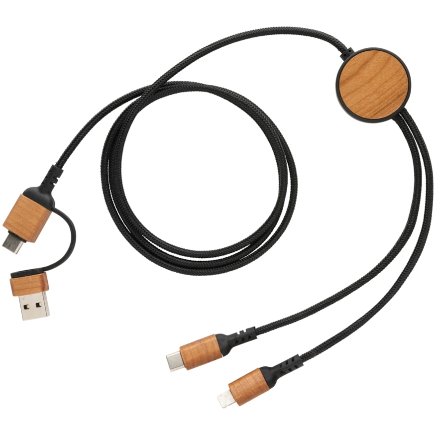Ohio 6-i-1 kabel i RCS certifierad återvunnen plast med logotyp, Företagsgåvor