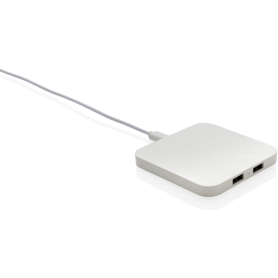 10W trådlösa laddare m. USB portar RCS återvunnen plast med logotyp, Företagsgåvor