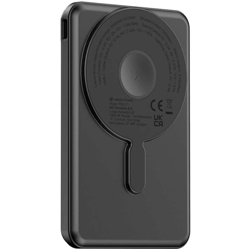 Urban Vitamin Redwood 5in1 5000mah 20WPD magnetisk powerbank med logotyp, Företagsgåvor