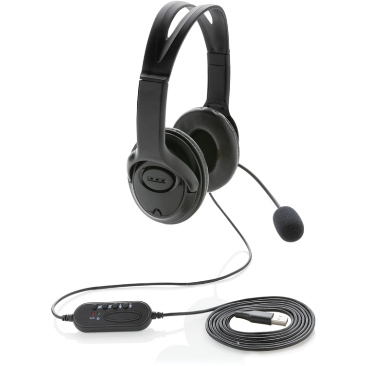 Over-ear headset med kabel med logotyp, Företagsgåvor