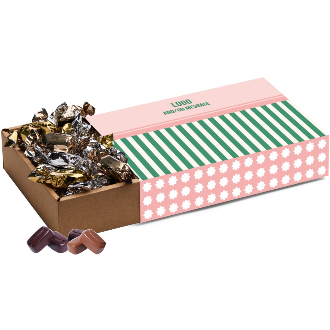 Sommarlåda med 500 gr choklad & logotyp, Företagsgåvor