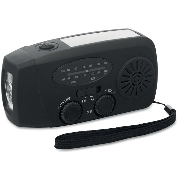 Bärbar radio med LED-ficklampa med logotyp, Företagsgåvor